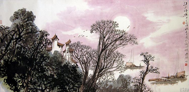《江上晚照》1984年作 纳编人民美术出版社《中国当代名家画集·吴传麟》