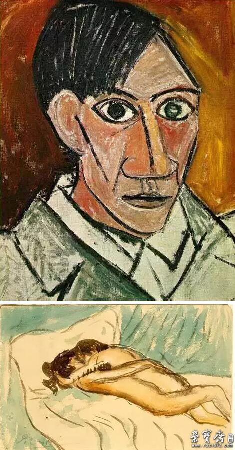 这幅画里的毕加索脸瘦得已经脱了形,睁着两只惊恐的大眼睛,仿佛正在