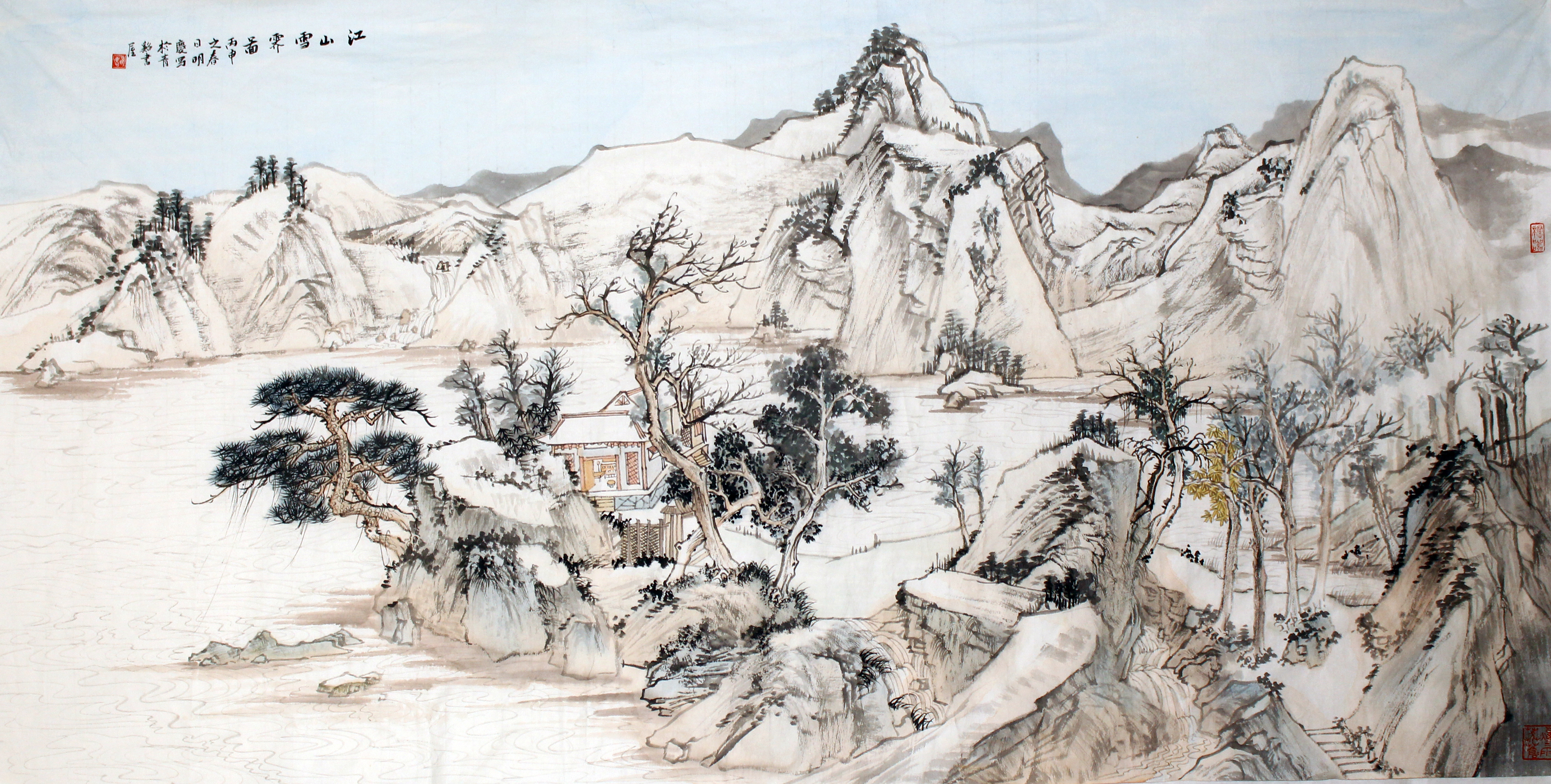 《江山雪霁图》136×69cm 2015年