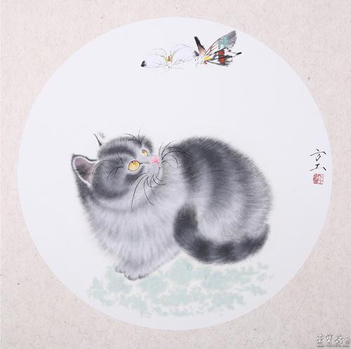 方工 猫蝶图 45x45cm